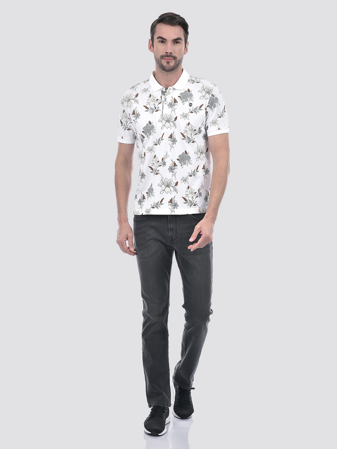 Numero Uno Men Floral Print White T-Shirt